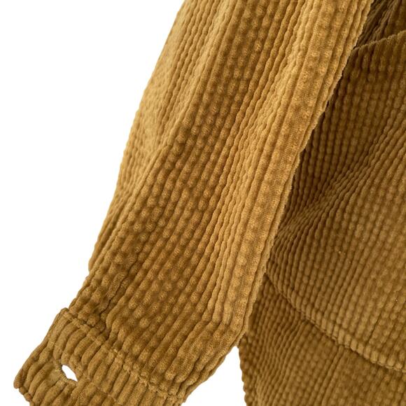 Free People Chartreuse Wide Whale Cord Poet Slouch Boho Tunic Shirt Size Small - Picture 14 of 16